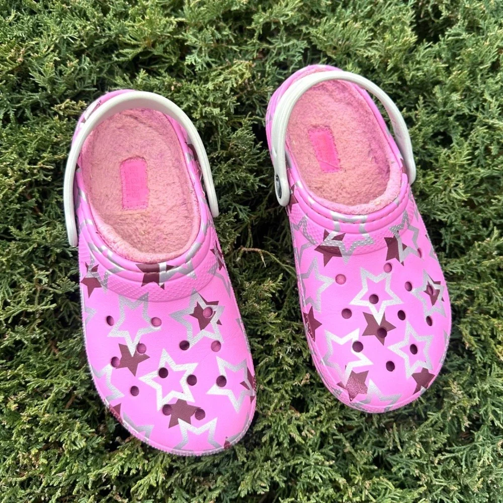 Crocs Kids Classic Lined Disco Dance Party Clogs Size J 2 Pink Sandals‎